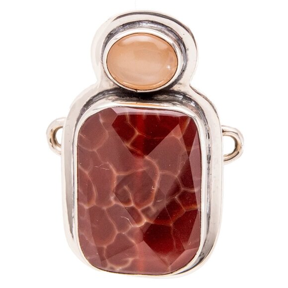 Tabra Jewelry 925 Sterling Silver Snake Skin Agate Connector Charm OOK340